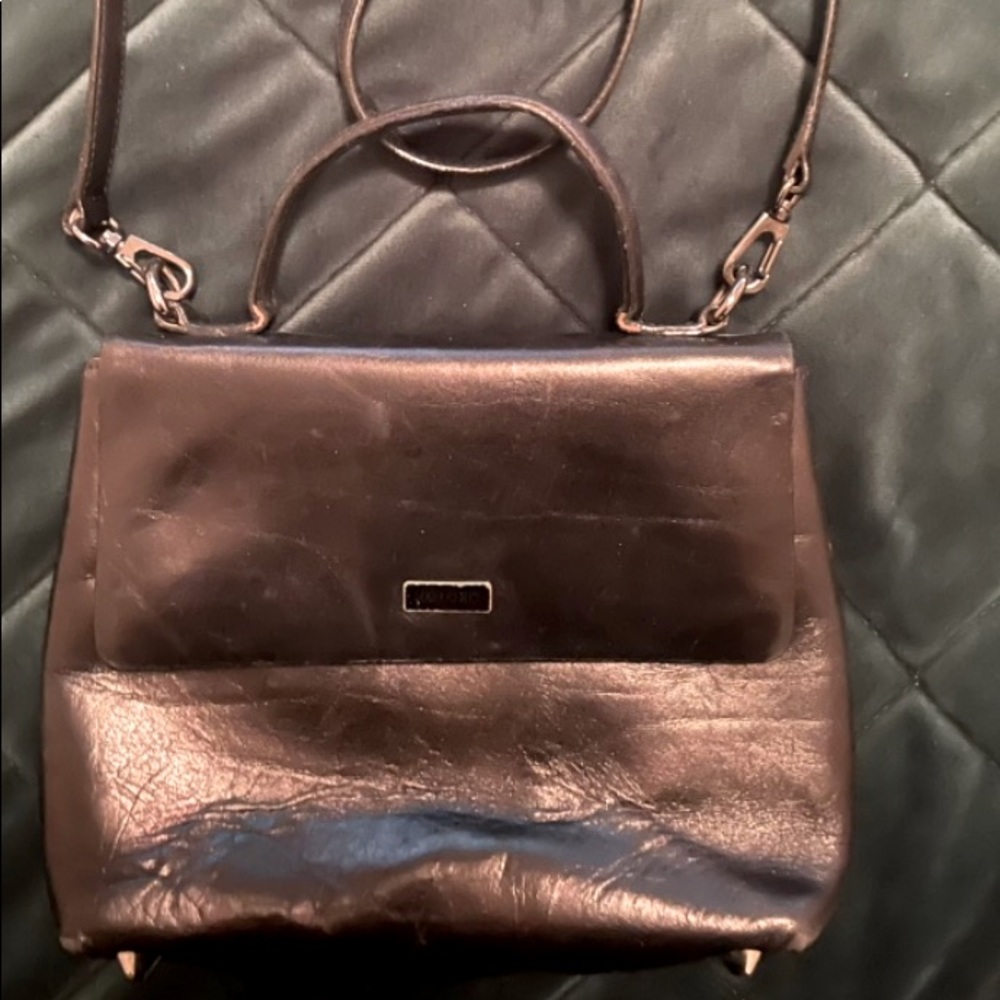 Croton Classic Black Leather Crossbody Shoulder Handbag